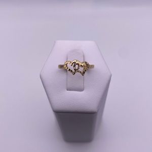 14k yellow gold hearts ring
